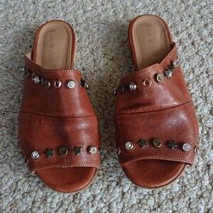 Ron White Studded Brown Leather  Sandals